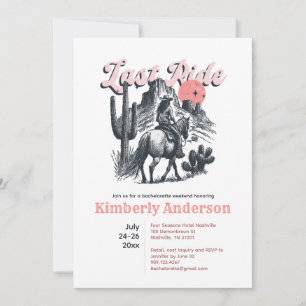Last Ride Retro Pink Cowgirl Bachelorette Weekend Invitation