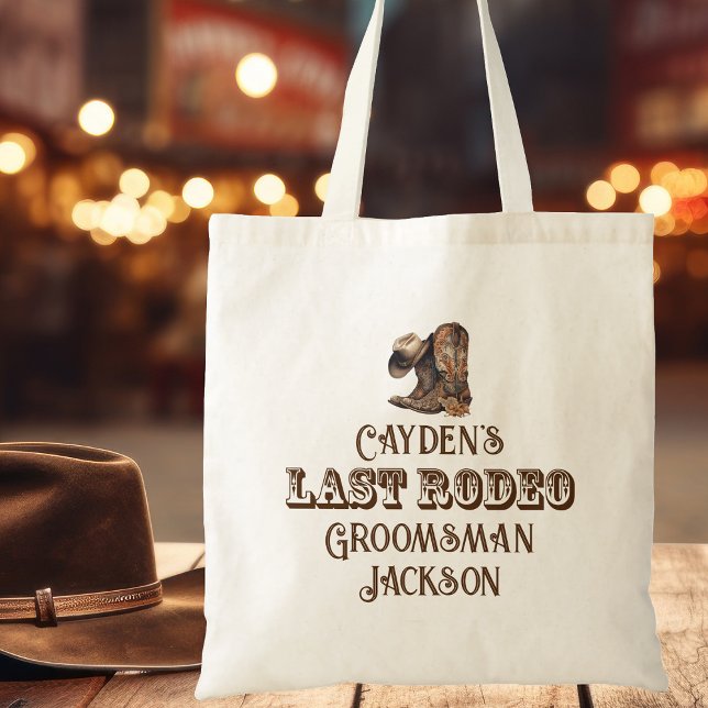Last Rodeo Bachelor Party Cowboy Groomsman Tote Bag (Creator Uploaded)