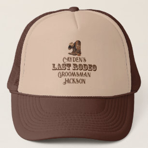 Last Rodeo Bachelor Party Cowboy Groomsman Trucker Hat