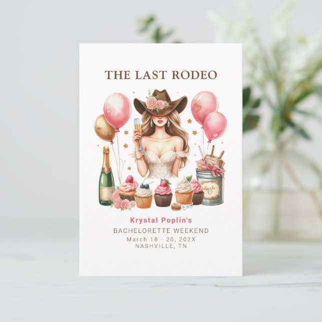 Last Rodeo Bachelorette Itinerary Invitation (Standing Front)