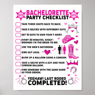 Last Rodeo Bachelorette Party Bride Western Cowgir Poster