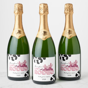 Last rodeo balloon font and cow print, Cowgirl  Sparkling Wine Label