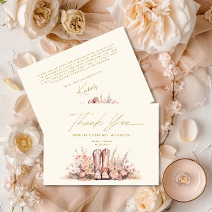 Last Rodeo Boots Floral Cowgirl Bridal Shower Thank You Card