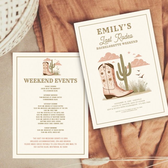 Last Rodeo Cactus Bachelorette Weekend   Invitation (Creator Uploaded)