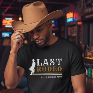 Last Rodeo Cowboy Bachelor Party Brown & Black T-Shirt