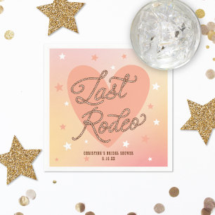 Last Rodeo Cowboy Boots Retro Heart Bridal Shower Napkin