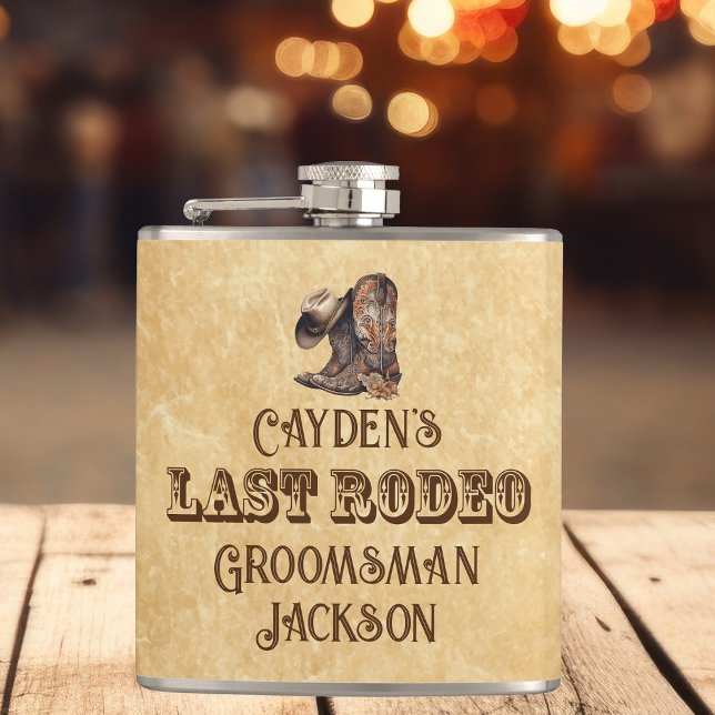 Last Rodeo Cowboy Custom Bachelor Party Hip Flask (Creator Uploaded)