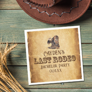 Last Rodeo Cowboy Grunge Brown Bachelor Party Napkin