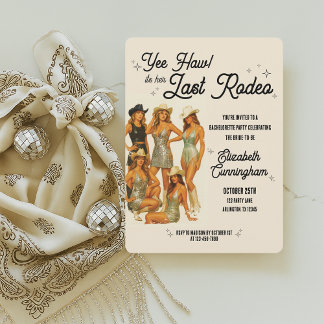 Last Rodeo Cowgirl Bachelorette Party Invitation