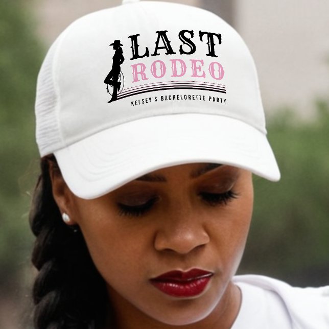 Last Rodeo Cowgirl Bachelorette Party Pink Trucker Hat (Creator Uploaded)