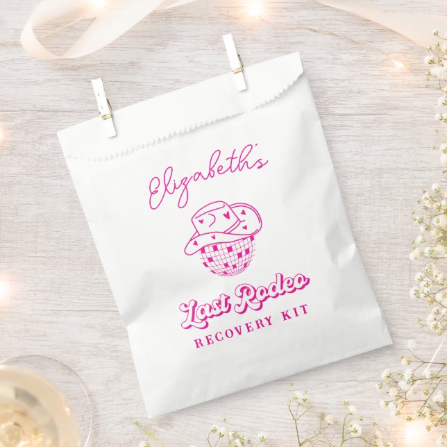Last Rodeo Cowgirl Bachelorette Recovery Kit Favour Bag (Clipped)