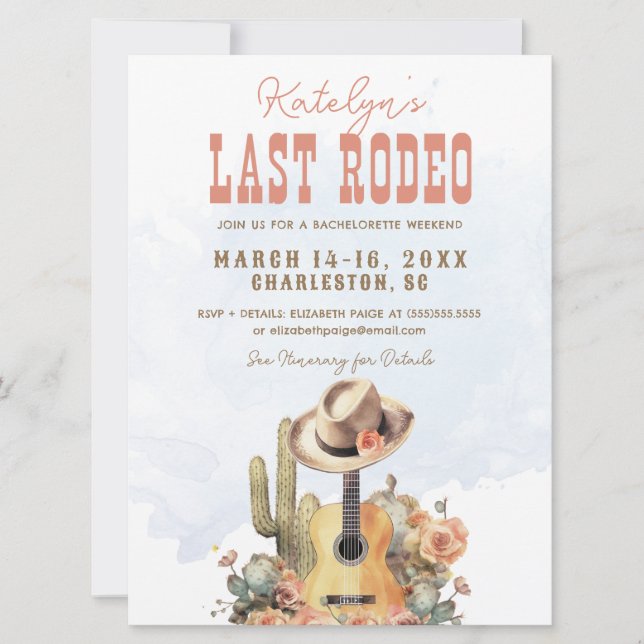 Last Rodeo Cowgirl Bachelorette Weekend Invitation (Front)