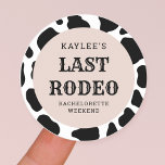 Last Rodeo Cowgirl Bachelorette Weekend Party Classic Round Sticker<br><div class="desc">Last Rodeo Cowgirl Bachelorette Weekend Party round Stickers</div>
