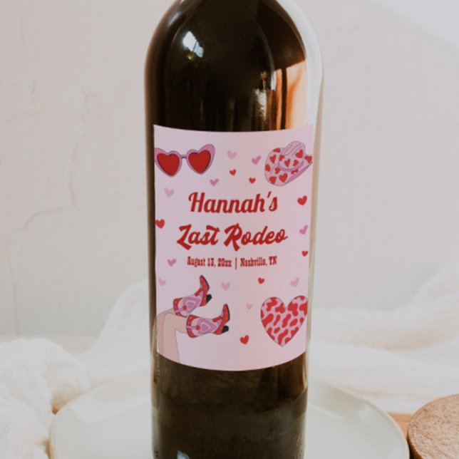 Last Rodeo Cowgirl Bachelorette  Wine Label (Creator Uploaded)