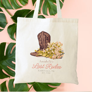 Last Rodeo Cowgirl Boot Floral Bachelorette Favor Tote Bag