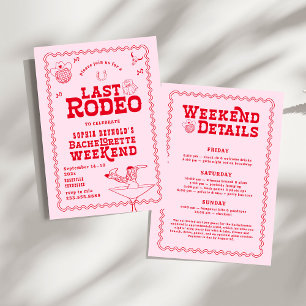 Last Rodeo Cowgirl Pink and Red Bachelorette  Invitation