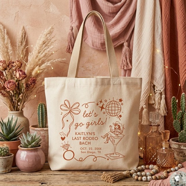 Last Rodeo Disco Cowgirl Bachelorette Party Large Tote Bag (Creator Uploaded)