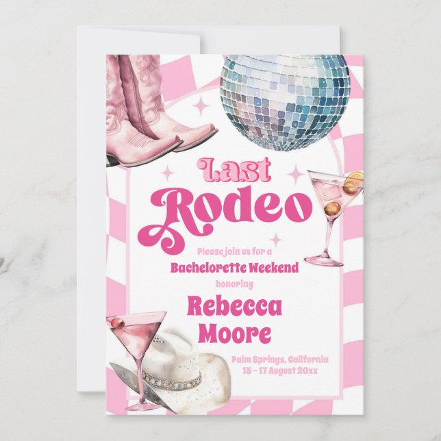 Last Rodeo Nashville Bachelorette Party Itinerary Invitation (Front)