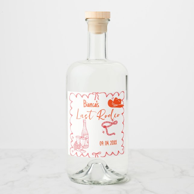 Last Rodeo Nashville Bachelorette Weekend Party Liquor Bottle Label (Front)