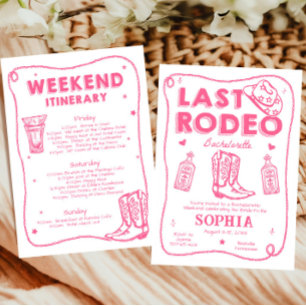 Last Rodeo Pink Bachelorette Weekend Party  Invitation