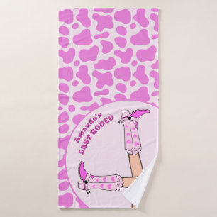 Last Rodeo Pink Cowgirl Bridal Bachelorette Party Bath Towel