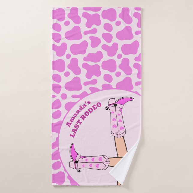 Last Rodeo Pink Cowgirl Bridal Bachelorette Party Bath Towel (Bath Towel)