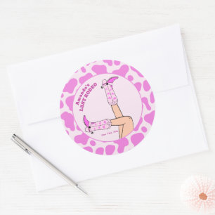 Last Rodeo Pink Cowgirl Bridal Shower Party Classic Round Sticker