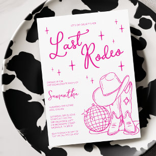 Last Rodeo Pink Cowgirl Disco Bachelorette Party Invitation