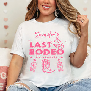 Last Rodeo Pink Cowgirl Hat Bachelorette Party T-Shirt