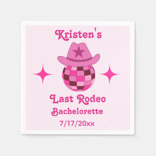 Last Rodeo Pink Disco Cowgirl Bachelorette  Napkin