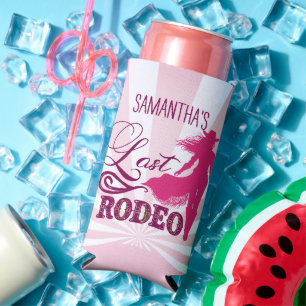 Last Rodeo Pink Red Cowgirl Nash Bash Bachelorette Seltzer Can Cooler
