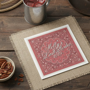 Last Rodeo Red Western Bachelorette Napkin