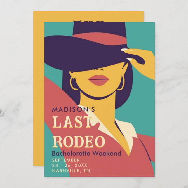Last Rodeo Retro Poster 70s Bachelorette Weekend Invitation (Front/Back)