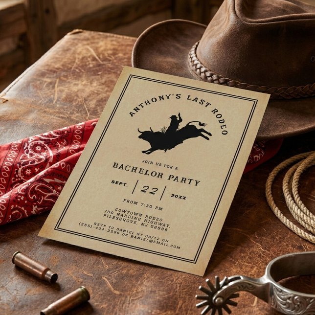 Last Rodeo | Rustic Western Bachelor Party Invitation (Creator Uploaded)