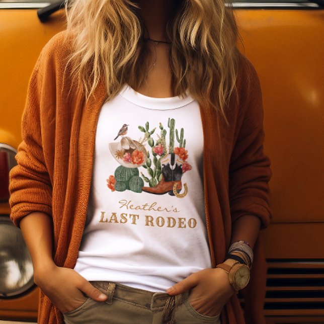 Last Rodeo T-Shirt (Watercolor Boho Chic Last Rodeo Bridal Shower T-Shirt by Painted Paperie
)