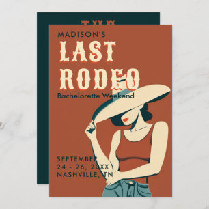 Last Rodeo Terracotta Vintage Bachelorette Weekend Invitation