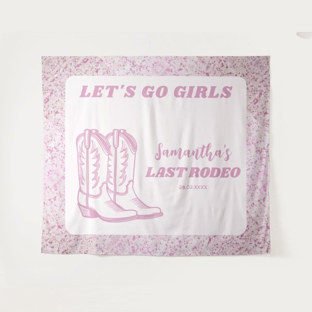 Last Rodeo Western Cowgirl Bachelorette Party Tapestry (Front (Horizontal))
