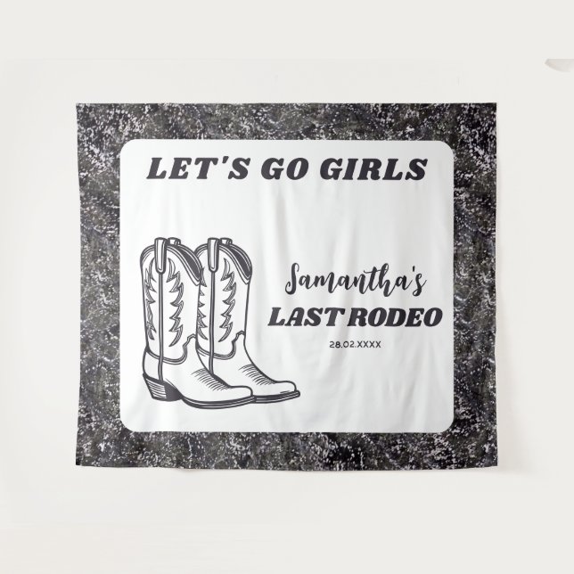 Last Rodeo Western Cowgirl Bachelorette Party Tapestry (Front (Horizontal))