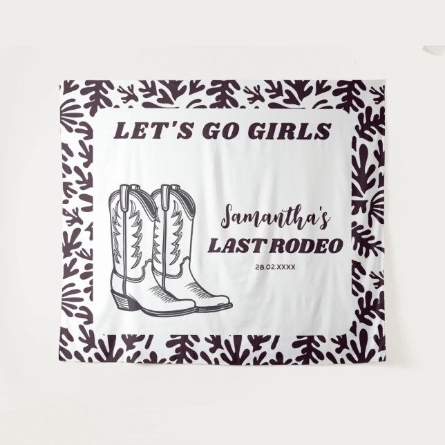 Last Rodeo Western Cowgirl Bachelorette Party Tapestry (Front (Horizontal))