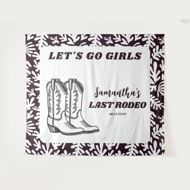 Last Rodeo Western Cowgirl Bachelorette Party Tapestry (Front (Horizontal))