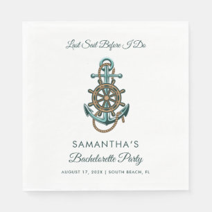 Last Sail Before I Do Nautical Bachelorette Party Napkin