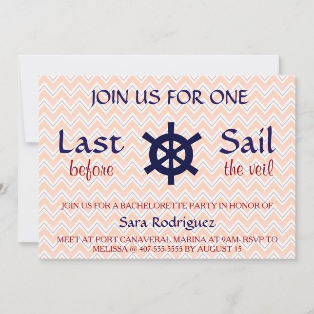Last Sail Before The Veil Bachelorette Invitation (Front)