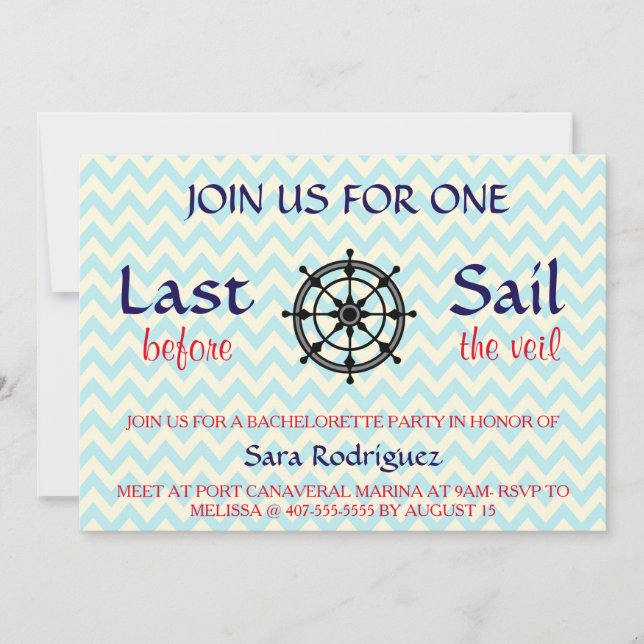 Last Sail Before The Veil Bachelorette Invitation (Front)