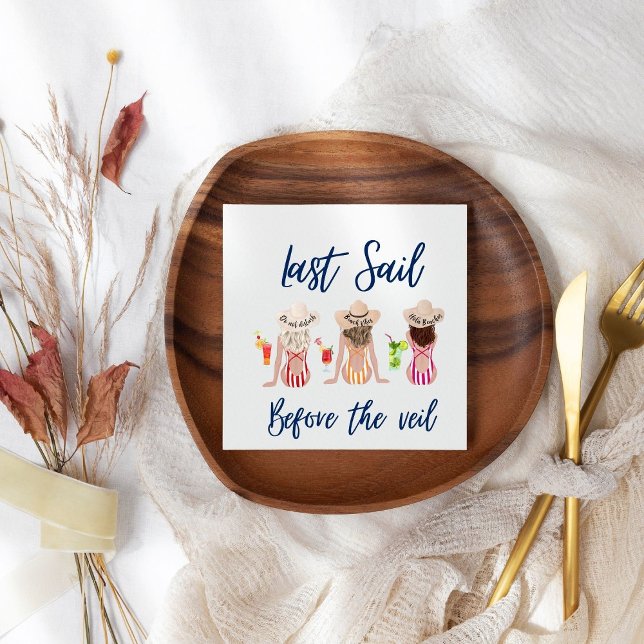 Last Sail Before The Veil Bachelorette Party Blue  Napkin (Creator Uploaded)