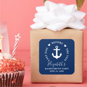 Last Sail Before The Veil Bachelorette Party Square Sticker