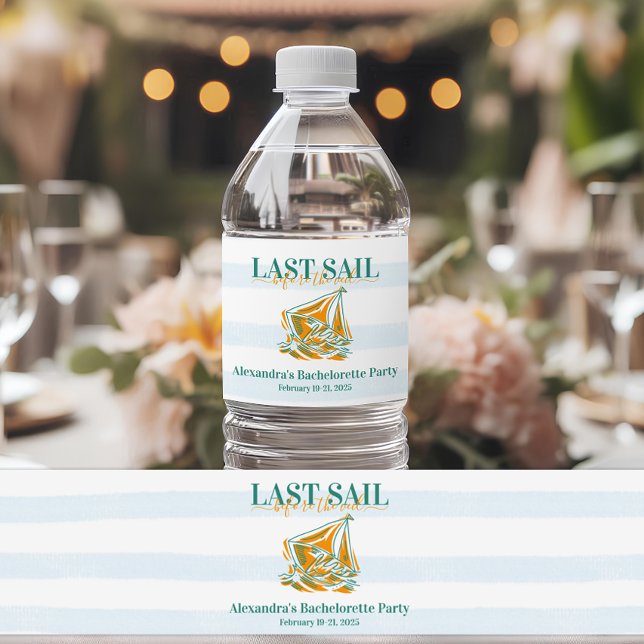 Last Sail Before the Veil Bachelorette Party  Water Bottle Label (Creator Uploaded)