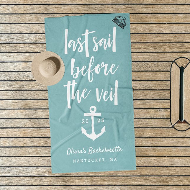 Last Sail Before the Veil Bachelorette Weekend Beach Towel (Creator Uploaded)