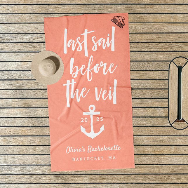 Last Sail Before the Veil Bachelorette Weekend Beach Towel (Creator Uploaded)
