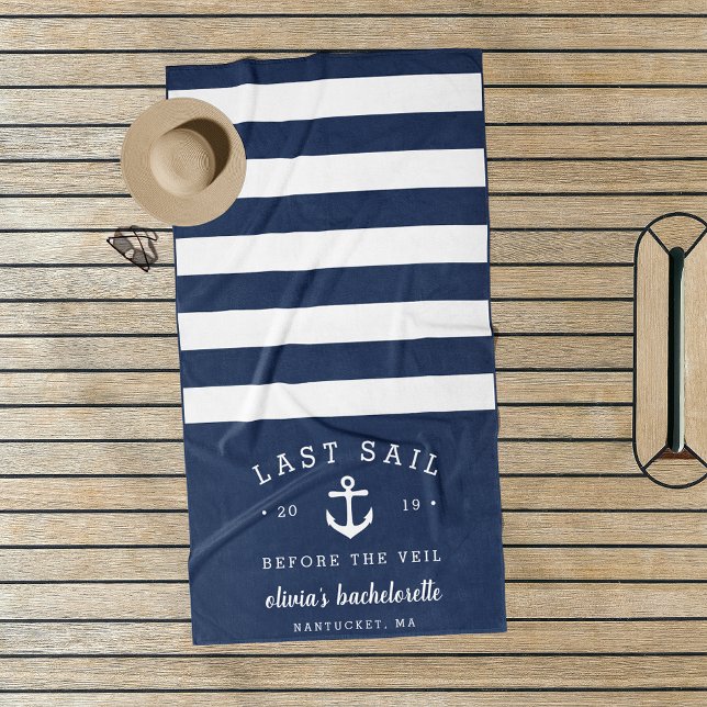 Last Sail Before the Veil Bachelorette Weekend Beach Towel (Creator Uploaded)