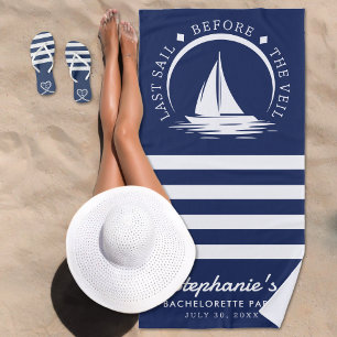 Last Sail Before the Veil Blue Bachelorette Party Beach Towel